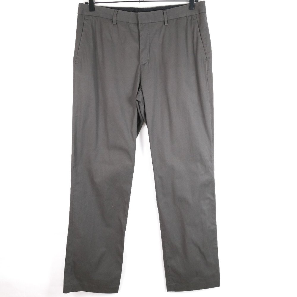 Express Mens Producer Dark Taupe Flat Front Chino Dress Pants 34x34